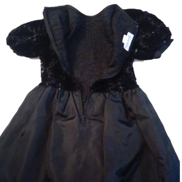 SYLVIA WHYTE Girls 7 BLACK SPARKLE SEQUIN DRESS holidays Christmas Halloween wed - Picture 9 of 15